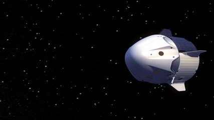 Wall Mural - separation of the spacecraft's descent module before landing. 3d animation. 4k.