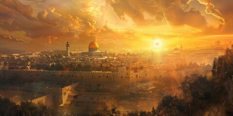 Wall Mural - Sunrise over Jerusalem