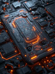 AI. Circuit board. Technology background. Central Computer Processors CPU concept. Motherboard digital chip. Tech science background. Integrated communication processor