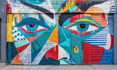 Wall Mural - Street art mural showcasing a bold, modernist style