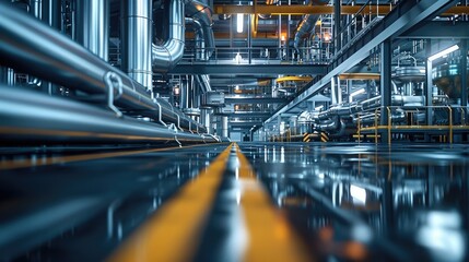 Fototapete - A predictive maintenance in industrial settings. contributing to overall efficiency and productivity. Generative AI.