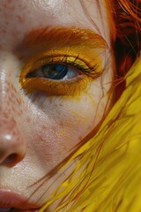 Wall Mural - A close-up shot of a woman with vibrant orange hair, her facial expression is not visible