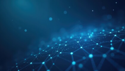 Wall Mural - abstract digital network with dots and lines on a dark blue background.