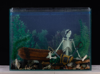 Wall Mural - aquarium design with pirate decorations