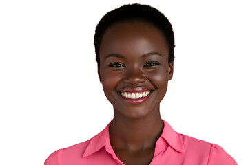 Canvas Print - African American woman smiling wearing pink