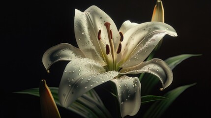 Canvas Print - A close-up of a flower with water droplets glistening on its petals