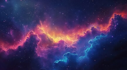 Wall Mural - This is a stunning and breathtaking depiction of a colorful nebula swirling beautifully in the depths of space