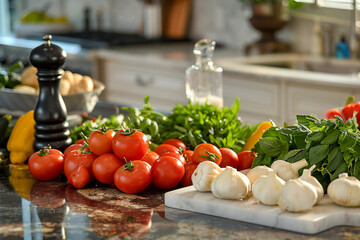 Wall Mural - Fresh Produce on Kitchen Counter