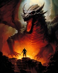 Epic Battle Scene with a Dragon Breathing Fire (1)