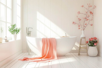 Wall Mural - Bright modern and spacious bathroom with a White Bathtub