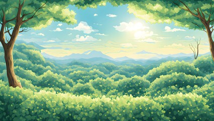 Wall Mural - Fresh green grassland background illustration