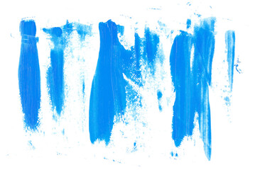 Wall Mural - Blue grunge brush strokes oil paint isolated on white background