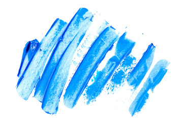 Wall Mural - Blue grunge brush strokes oil paint isolated on white background	