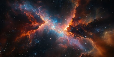Wall Mural - A breathtaking and magnificent view of a vibrant nebula showcasing stunningly beautiful cosmic colors and patterns