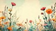 © vannet - Fantasy flower field banner in vintage style