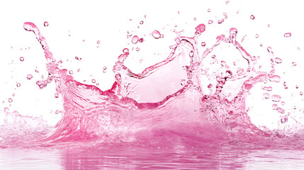 pink water splashing isolated on white or transparent png
