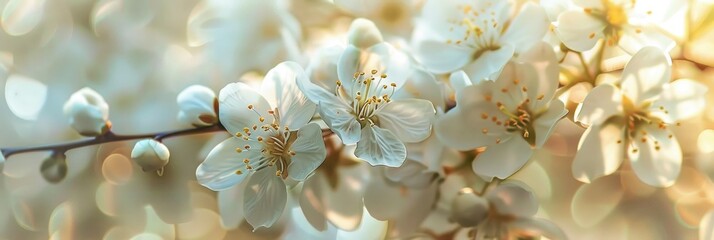 Poster - Close-up of fragile tiny flowers in a garden setting