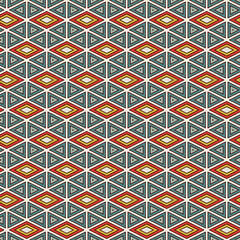 Wall Mural - Ethnic, tribal seamless surface pattern. Native americans style background. Repeated diamond, triangles ornament. Geometric figures motif. Boho chic digital paper, textile print. Modern geo wallpaper.