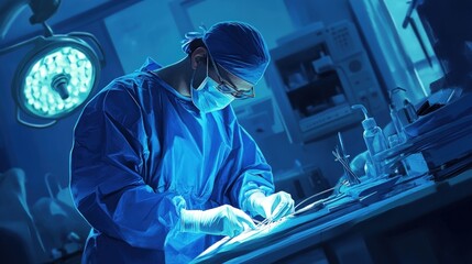 Wall Mural - Surgeon Performing Surgery in Operating Room