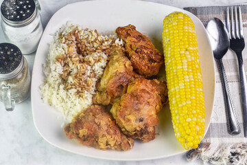 Wall Mural - fried chicken  with rice top with soy sauce