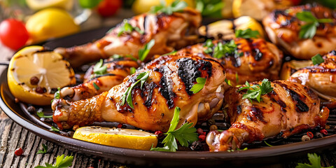 Juicy grilled chicken a mouthwatering meat dish ideal for dinner or a summer cookout, cookout, dinner, mouthwatering, meat, ideal, dish, chicken