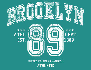 Wall Mural - number 89 grunge, Brooklyn typography, Number sport typography, Vector illustration on the theme of New York City, Athletic. Grunge background. Vintage design..eps