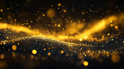 golden christmas particles and sprinkles for a holiday celebration like christmas or new year. shiny golden lights. wallpaper background for ads or gifts wrap and web design