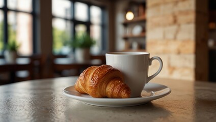 cup of coffee and croissant