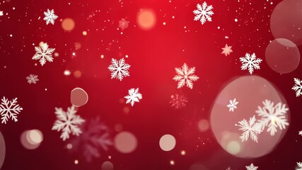 Wall Mural - Red christmas background with snowflakes