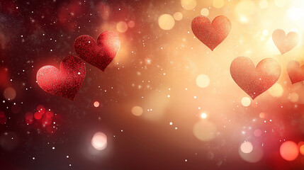 Valentines day background banner - abstract panorama background with red hearts