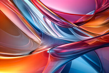 Wall Mural - Abstract wallpaper  glass futuristic colorful shape  wave background, 3d rende 