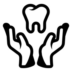 Poster - hand holding dental tooth care icon