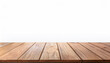 © Uuganbayar - Empty wood table on isolate white background and display montage with copy space for product.