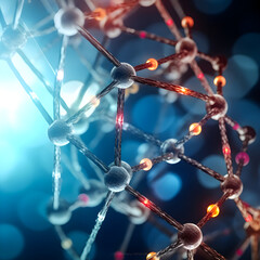 Photo DNA helix, molecule   atom, abstract structure for science or medical background 4K hyper realistic 