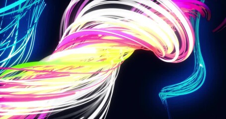 Sticker - Swirling colorful light trails animation on dark background