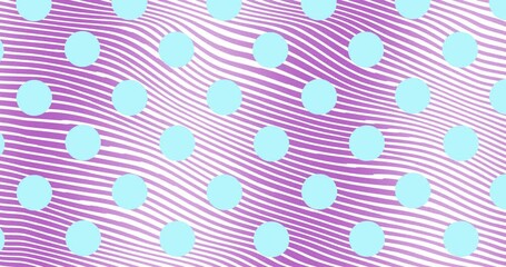 Poster - Blue circles animation over wavy purple and white lines background