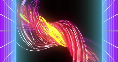 Poster - Forming abstract shapes, colorful light trails in futuristic animation