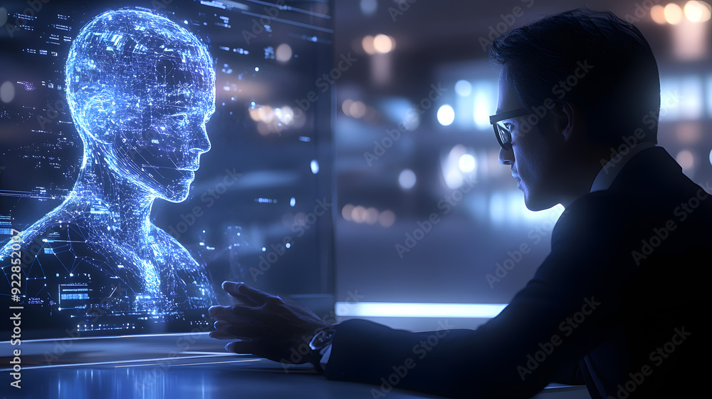 Futuristic AI technology artificial intelligence human people ...