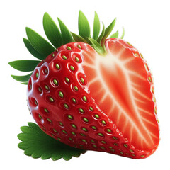 Fresh ripe strawberry isolated on a transparent background, png