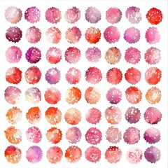 Wall Mural - A grid of colorful watercolor blobs in various shades of pink, red, and purple.