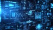 © CLOVER BACKGROUND - Digital Data Stream: A mesmerizing abstract background of digital data streams, showcasing a complex network of interconnected information in a vibrant blue hue.