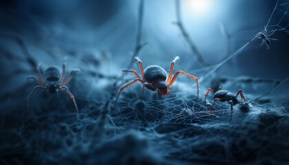 Wall Mural - Spider Web at Night
