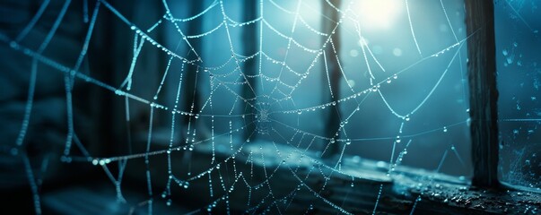 Wall Mural - Dew Drops on a Spider Web