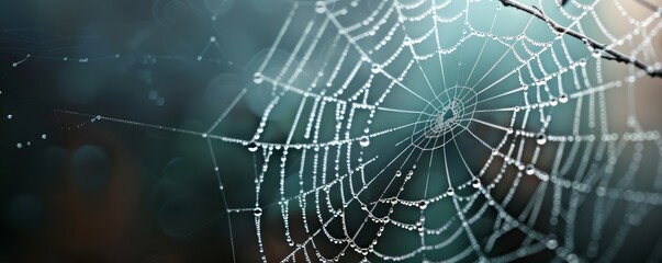 Wall Mural - Dew Drops on a Spider Web