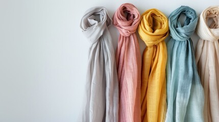 Colorful Scarves Hanging on a Wall Adds Vibrancy and Style to Fashion Boutique Decor