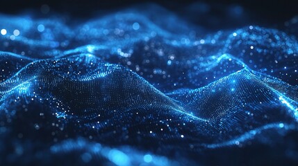 Abstract Blue Digital Waves: A mesmerizing abstract background of shimmering blue waves, evocative of technology, data, and the digital landscape.