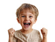 © The Stock Guy - Portrait of an excited young child, a boy with his mouth wide open, isolated on a transparent background