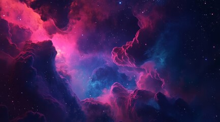 Wall Mural - A stunningly beautiful cosmic nebula showcasing vibrant pink and blue gas clouds amid starry backgrounds