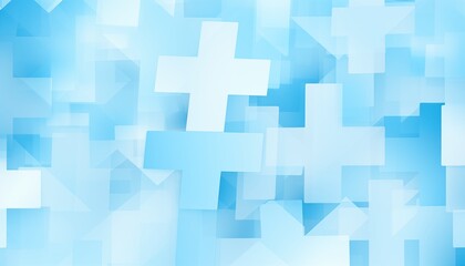 Poster - abstract blue background with cubes, cross, square, line