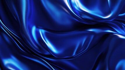 Poster - Abstract Blue Satin Drape: A captivating abstract image of a luxurious blue satin fabric draped in soft, flowing waves,  evoking a sense of elegance, sophistication, and fluidity.  